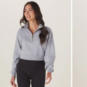 The Normal Brand Puremeso Skimmer Half Zip in heather grey